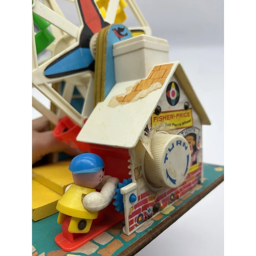 Vintage 1966 Fisher Price #969 Music Box Ferris Wheel Works Plays Tune Toy